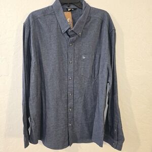 Eddie Bauer Field Flannel Shirt Men's 2XL Blue Long Sleeve Button Down Outdoor
